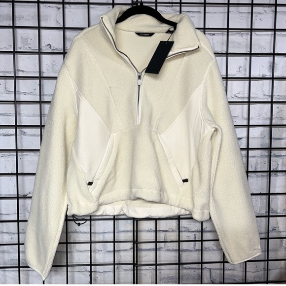 NWT Cuts Polartec® Sherpa 1/2 Zip Sweatshirt Jacket Polar Cream - Picture 2 of 6